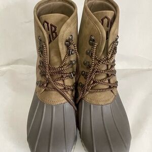 Tan and Gray Winter Rain Boots with Waterproof Design